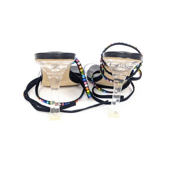 NWOT Larroudé Disco Gloria Rainbow Embellished Wrap Sandals Size 7 - Picture 7 of 12